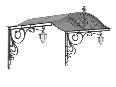欧式古典雨棚 遮阳棚 雕花 锻造3d模型 欧式古典雨棚 遮阳棚 雕花 锻造