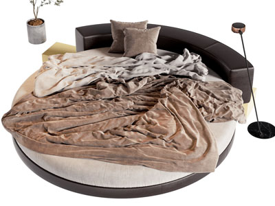 现代圆床 落地灯