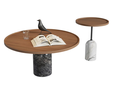 现代圆形茶几边几3d模型 现代圆形茶几边几