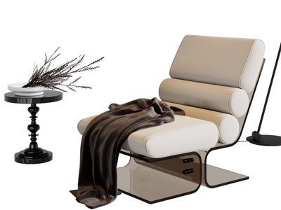 现代躺椅 休闲椅子 边几