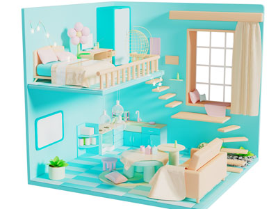 现代卡通房间 卡通场景