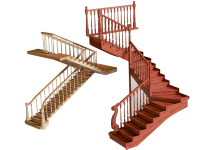 欧式实木旋转楼梯3d模型 欧式实木旋转楼梯