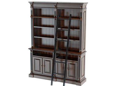 美式实木书柜3d模型 美式实木书柜