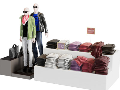 现代服装店美陈 衣服展台 展示台