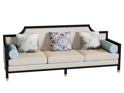 新中式多人沙发