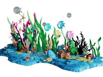 现代海洋主题美陈 摆件组合