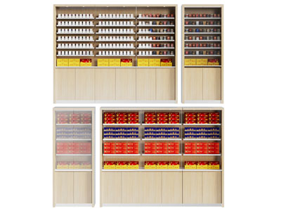 现代实木烟酒货架 展柜3d模型 现代实木烟酒货架 展柜