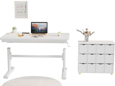 现代学生书桌椅组合 边柜3d模型 现代学生书桌椅组合 边柜