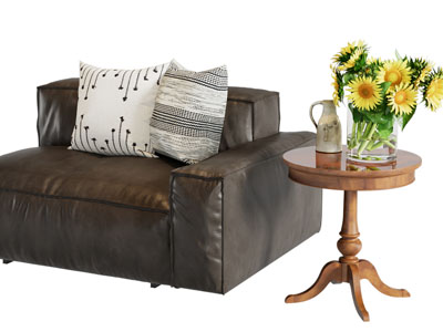 现代单人沙发 边几