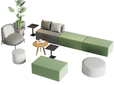 现代多人沙发和茶几组合