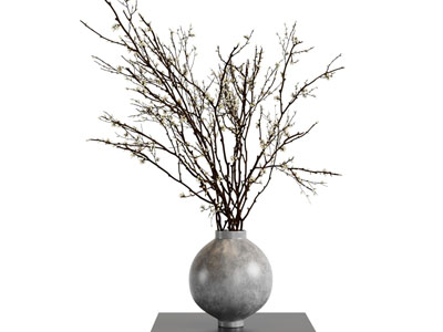 侘寂风花瓶花卉