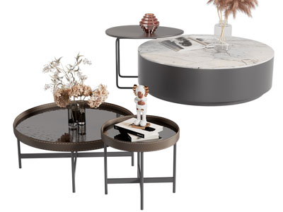 现代圆形茶几边几3d模型 现代圆形茶几边几