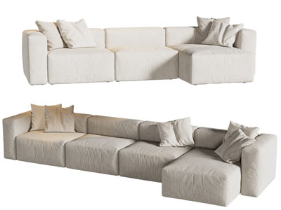 现代转角布艺多人沙发