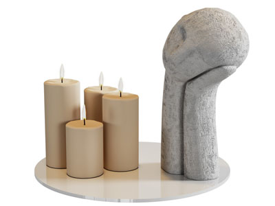 现代烛台蜡烛 雕塑摆件组合