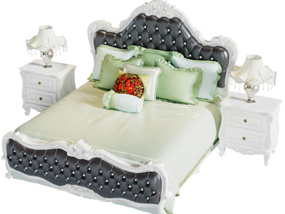 欧式双人床 床头柜