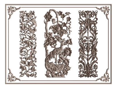 新中式雕花 镂空隔断3d模型 新中式雕花 镂空隔断