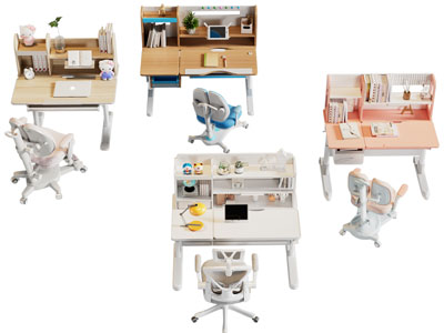 现代学生书桌椅组合3d模型 现代学生书桌椅组合