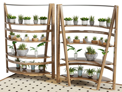 现代实木花架 盆景盆栽植物
