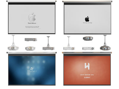 现代投影仪 投影幕布3d模型 现代投影仪 投影幕布