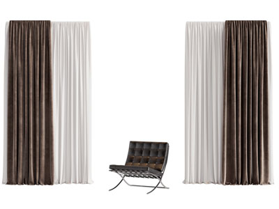 现代布艺窗帘窗纱3d模型 现代布艺窗帘窗纱