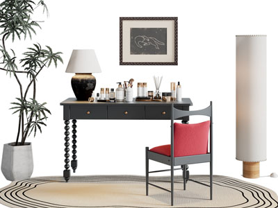 法式化妆 梳妆台 落地灯