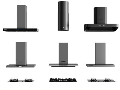 现代抽油烟机 燃气灶 厨房电器3d模型 现代抽油烟机 燃气灶 厨房电器