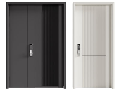 现代带密码锁的子母入户平开门 木门3d模型 现代带密码锁的子母入户平开门 木门