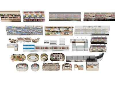 现代图书馆书柜 书架3d模型 现代图书馆书柜 书架