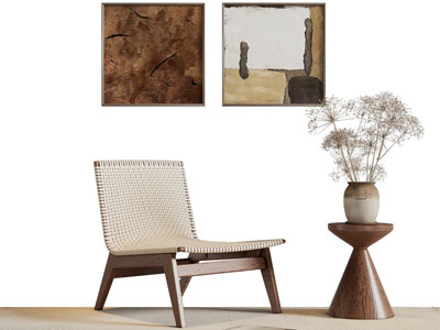 侘寂风休闲椅子 装饰挂画