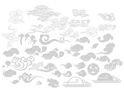 新中式祥云剪纸 剪影 墙贴 墙饰