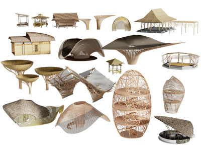 新中式民宿廊架 凉亭 竹亭