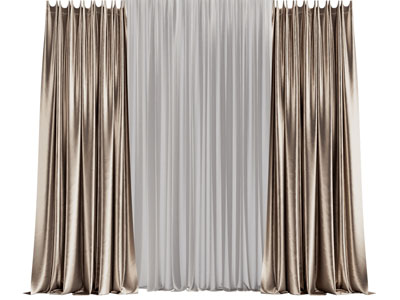 现代窗帘窗纱3d模型 现代窗帘窗纱