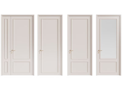 现代白色木门 玻璃门 平开门 房门3d模型 现代白色木门 玻璃门 平开门 房门