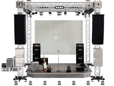 工业风loft舞台 桁架 舞台灯 乐器音响设备