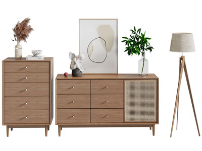 北欧实木玄关柜 边柜 落地灯3d模型 北欧实木玄关柜 边柜 落地灯