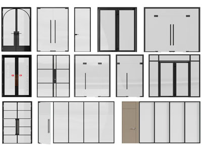 法式玻璃门 办公双开门 大门 隔断3d模型 法式玻璃门 办公双开门 大门 隔断