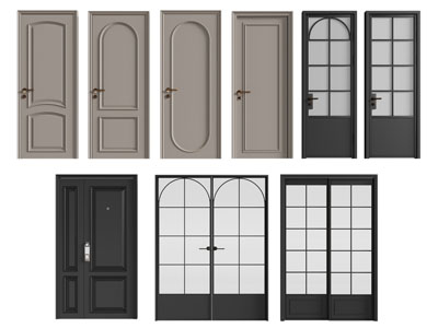 法式平开门 木门 玻璃门 推拉门 子母入户门3d模型 法式平开门 木门 玻璃门 推拉门 子母入户门