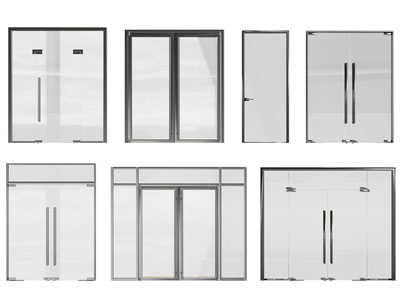 现代办公玻璃双开门 大门3d模型 现代办公玻璃双开门 大门