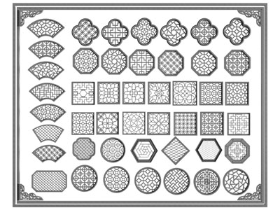 新中式窗格 花格 镂花窗 雕花图案3d模型 新中式窗格 花格 镂花窗 雕花图案