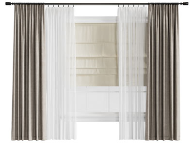 现代窗帘窗纱3d模型 现代窗帘窗纱