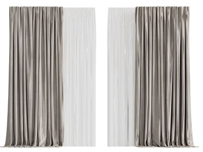 现代布艺窗帘窗纱3d模型 现代布艺窗帘窗纱