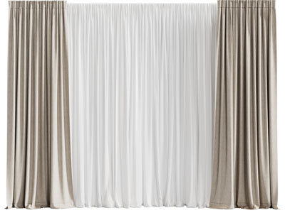 现代布艺窗帘窗纱3d模型 现代布艺窗帘窗纱