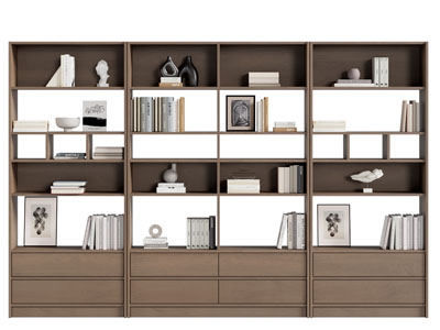 现代实木装饰书柜3d模型 现代实木装饰书柜