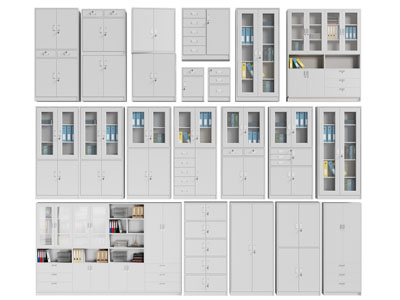 现代金属文件收纳装饰柜3d模型 现代金属文件收纳装饰柜
