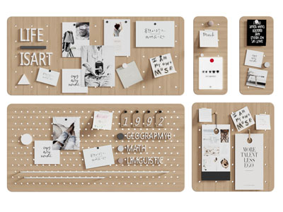 现代实木洞洞眼收纳架 便签墙 墙饰