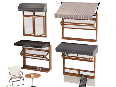 现代临街推拉折叠窗户 遮阳棚