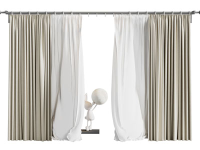 现代布艺窗帘窗纱3d模型 现代布艺窗帘窗纱