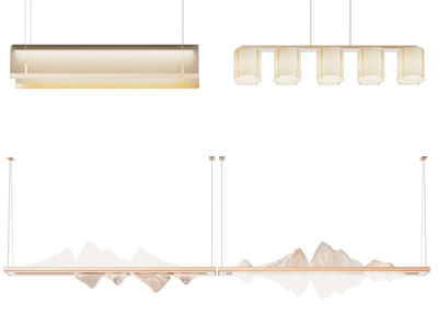 新中式一字型山水吊灯