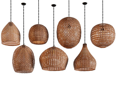 新中式民宿编织灯罩吊灯