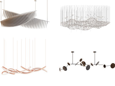 现代金属线条 垂线吊灯